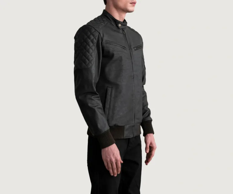 Sven Tumbled Brown Leather Bomber Jacket — view 2
