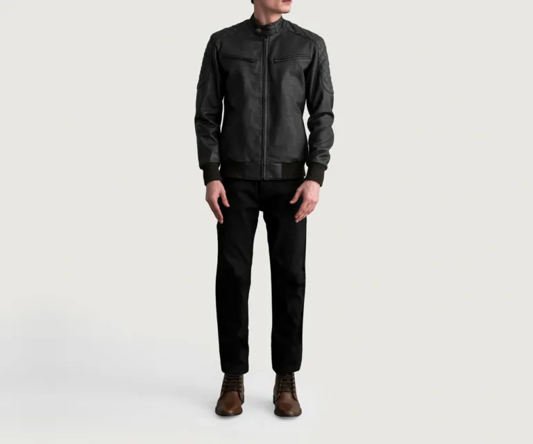 Sven Tumbled Brown Leather Bomber Jacket — view 4