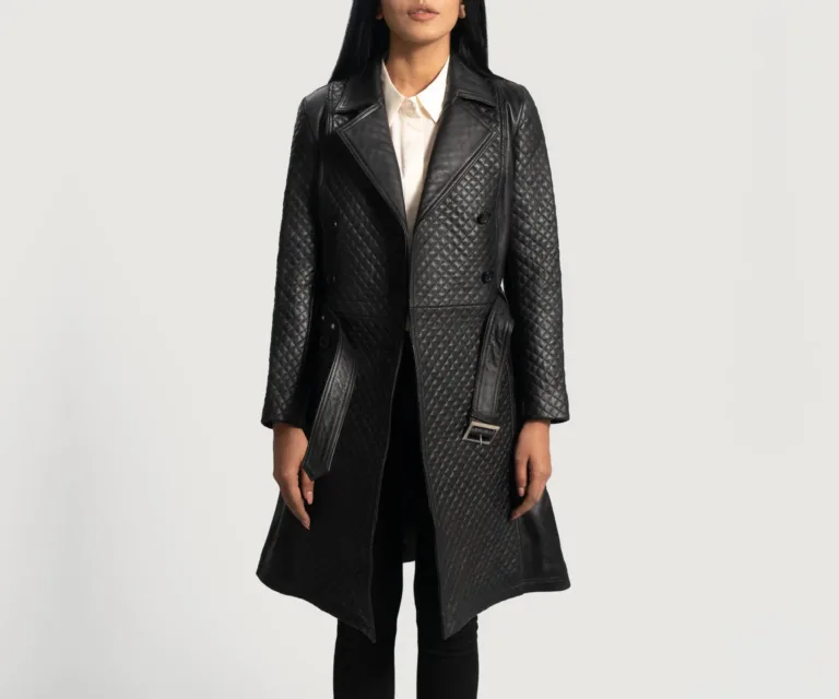 Sweet Susan Black Leather Trench Coat Luxury Women's Outerwear — Rear Profile & Tailored Seaming