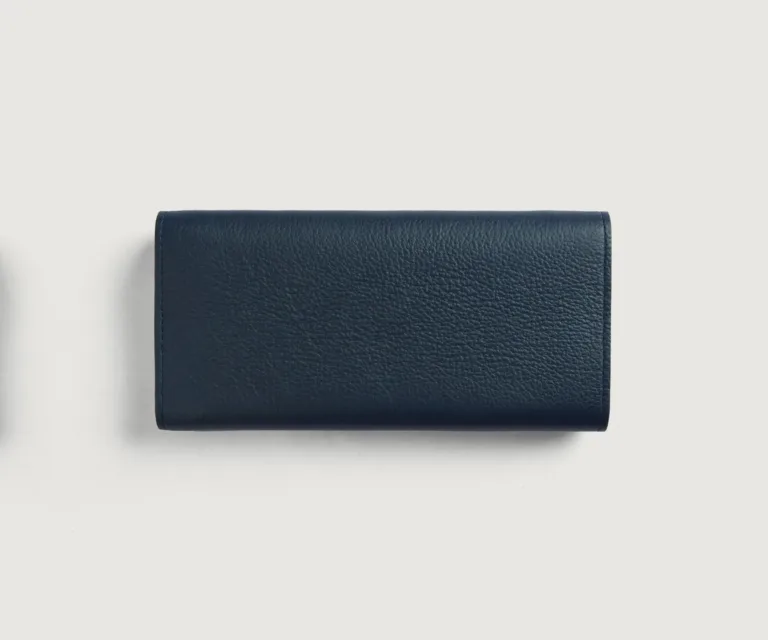 Taylor Blue Leather Continental Wallet Luxury Handcrafted Leather Accessory / Gift — Unfolded Internal Compartment Architecture