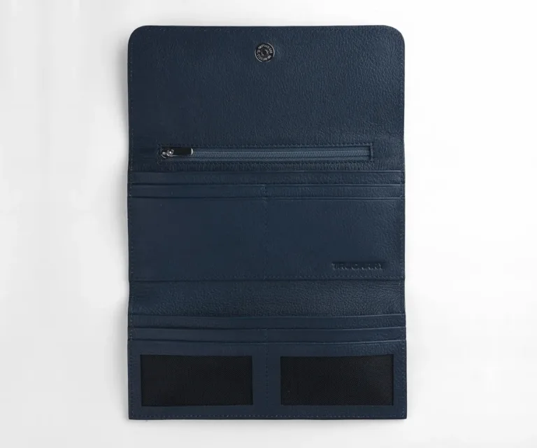 Taylor Blue Leather Continental Wallet Luxury Handcrafted Leather Accessory / Gift — Burnished Edge Craftsmanship & Slim Profile
