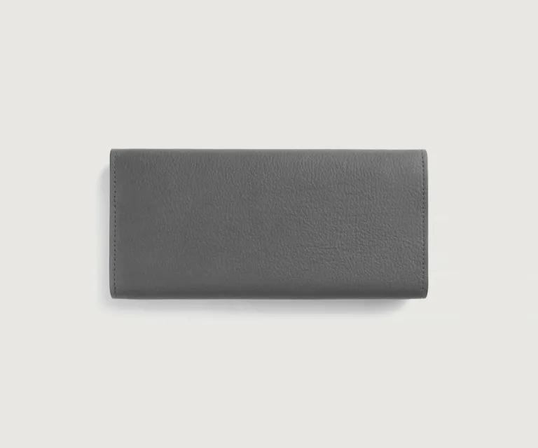 Taylor Grey Leather Continental Wallet Luxury Handcrafted Leather Accessory / Gift — Unfolded Internal Compartment Architecture
