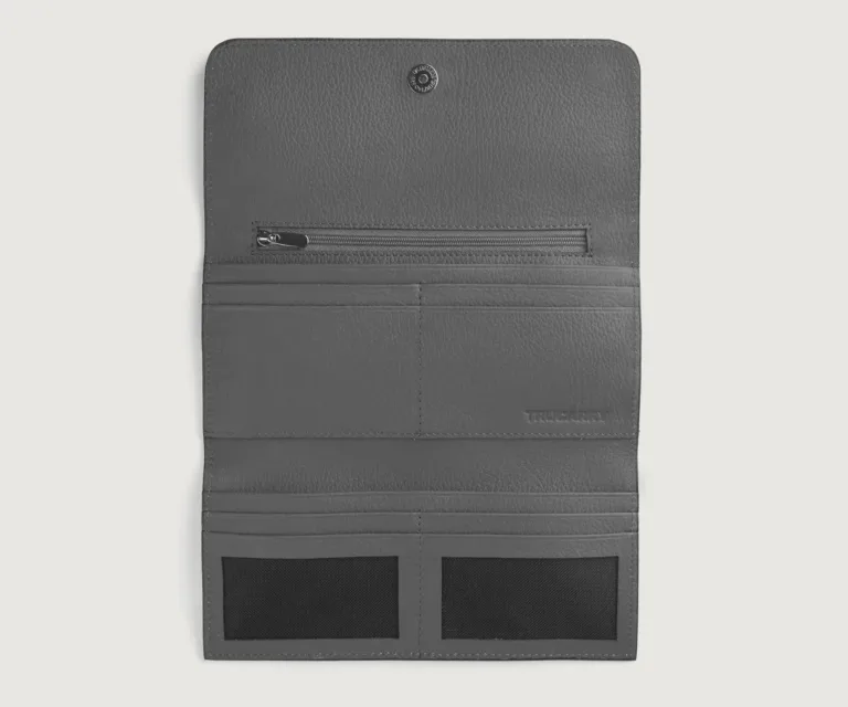 Taylor Grey Leather Continental Wallet Luxury Handcrafted Leather Accessory / Gift — Burnished Edge Craftsmanship & Slim Profile