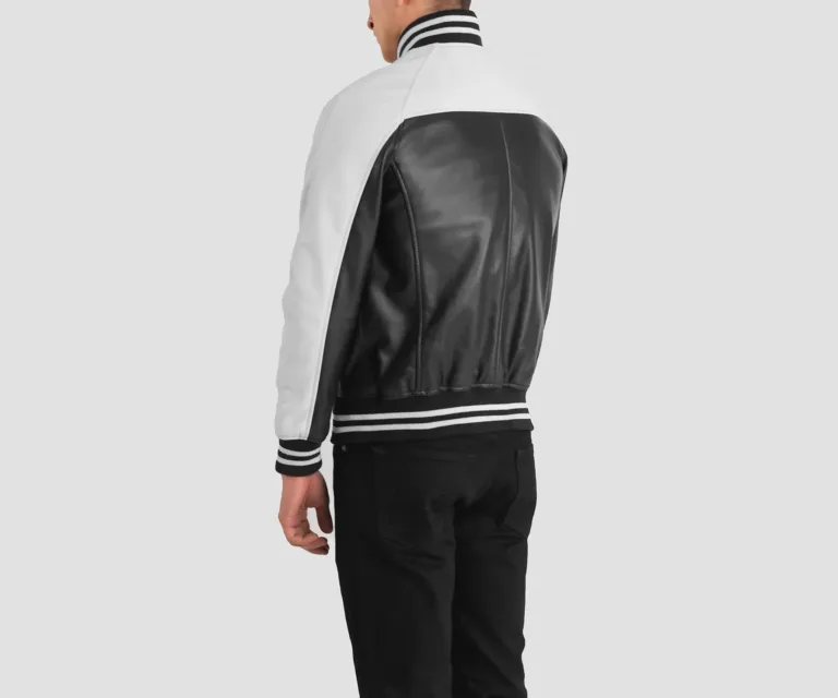 Terrance Black & White Leather Varsity Jacket — view 5