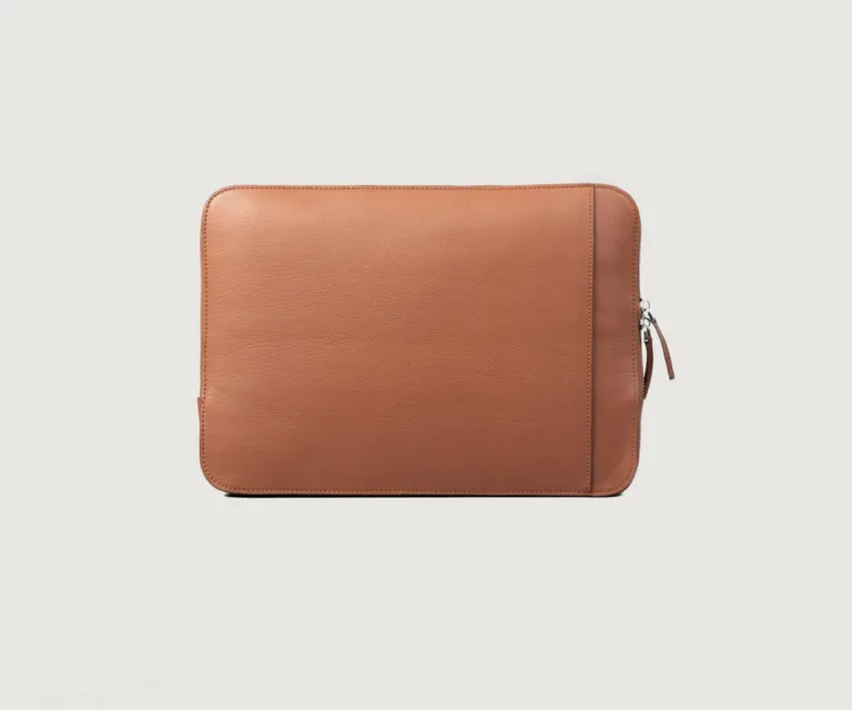 The Baxter Brown Leather Laptop Sleeve Luxury Handcrafted Leather Bag — Front Exterior Hero Presentation