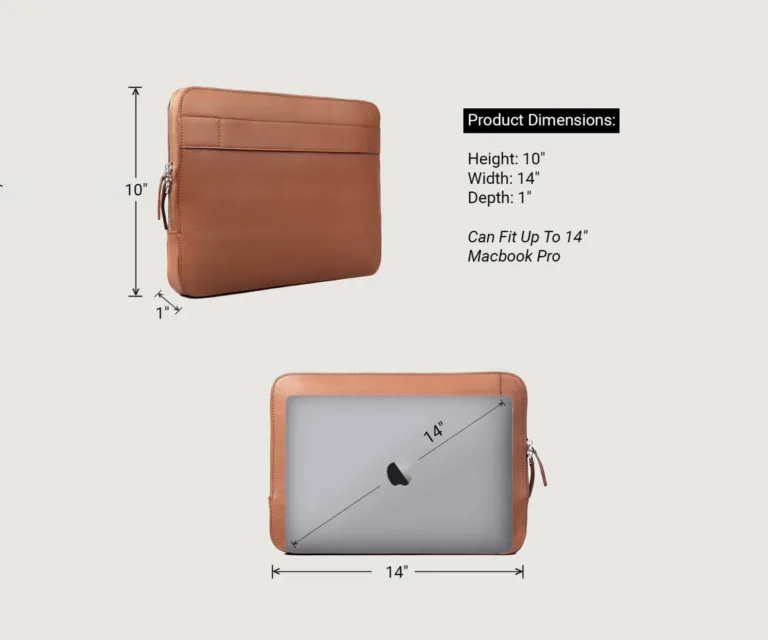 The Baxter Brown Leather Laptop Sleeve Luxury Handcrafted Leather Bag — Spacious Interior & Organization Layout