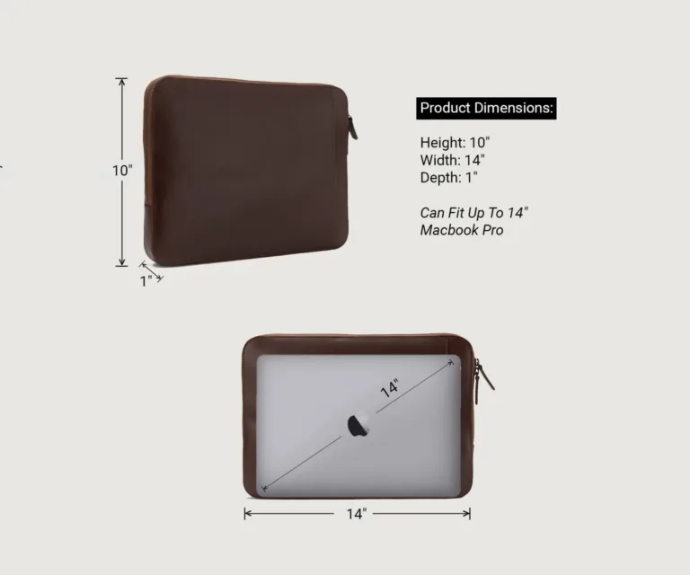 The Baxter Vintage Brown Leather Laptop Sleeve Luxury Handcrafted Leather Bag — Spacious Interior & Organization Layout