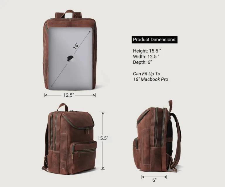 The Bedford Vintage Distressed Brown Leather Backpack Luxury Handcrafted Leather Bag — Spacious Interior & Organization Layout
