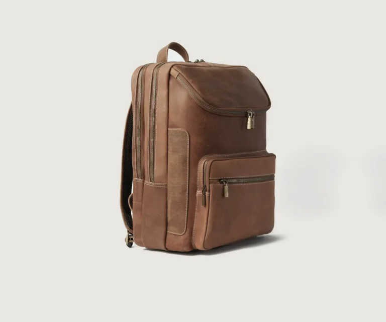 The Bedford Vintage Tan Leather Backpack Luxury Handcrafted Leather Bag — Artisan Hardware & Zipper Craftsmanship