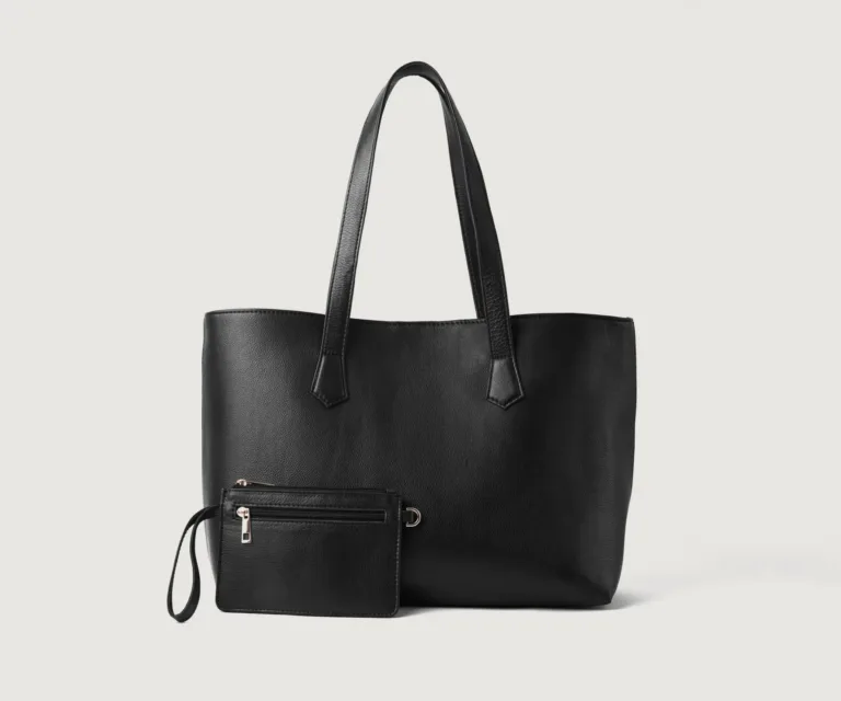 The Bianca Black Leather Tote Bag Luxury Handcrafted Women's Bag — Front Exterior Hero Presentation