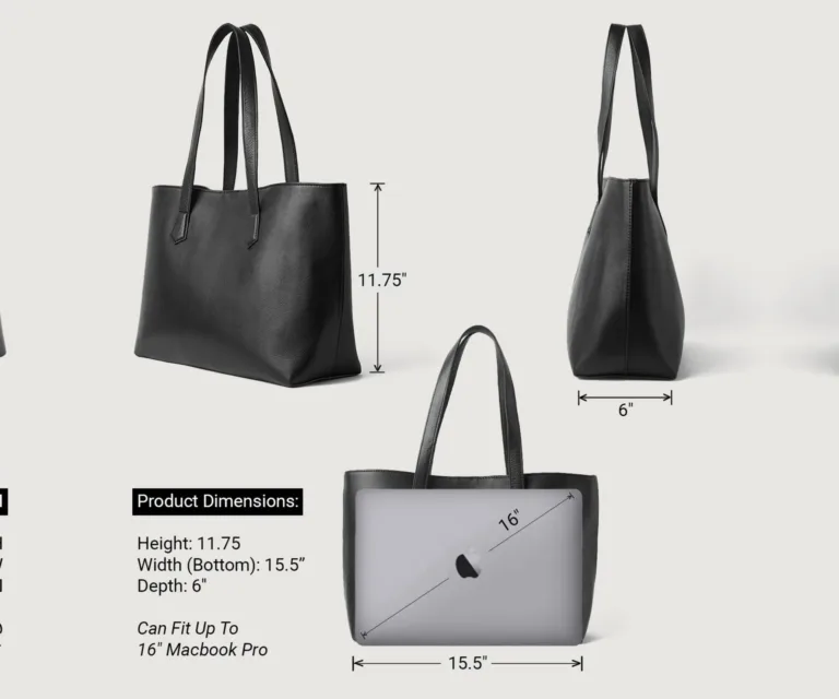 The Bianca Black Leather Tote Bag Luxury Handcrafted Women's Bag — Spacious Interior & Organization Layout