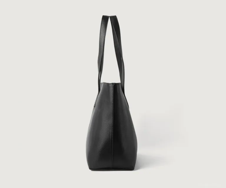 The Bianca Black Leather Tote Bag Luxury Handcrafted Women's Bag — Rear Profile & Shoulder Strap Reinforcement