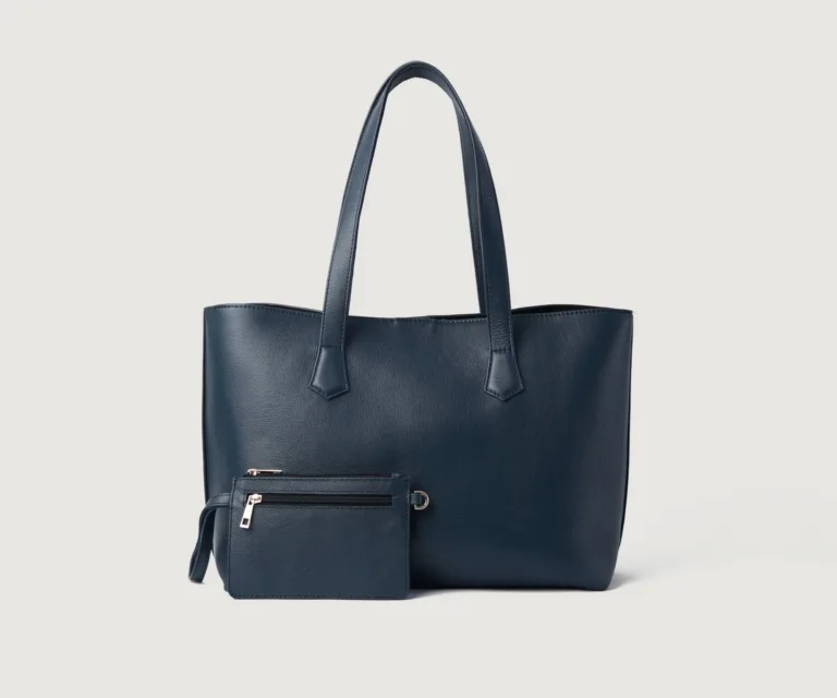 The Bianca Blue Leather Tote Bag Luxury Handcrafted Women's Bag — Front Exterior Hero Presentation