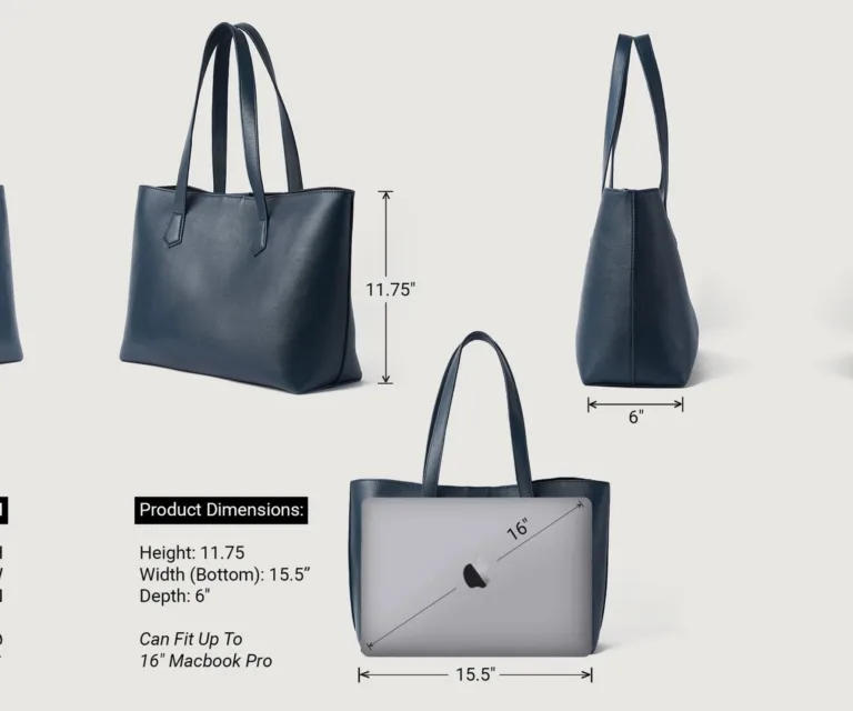 The Bianca Blue Leather Tote Bag Luxury Handcrafted Women's Bag — Spacious Interior & Organization Layout