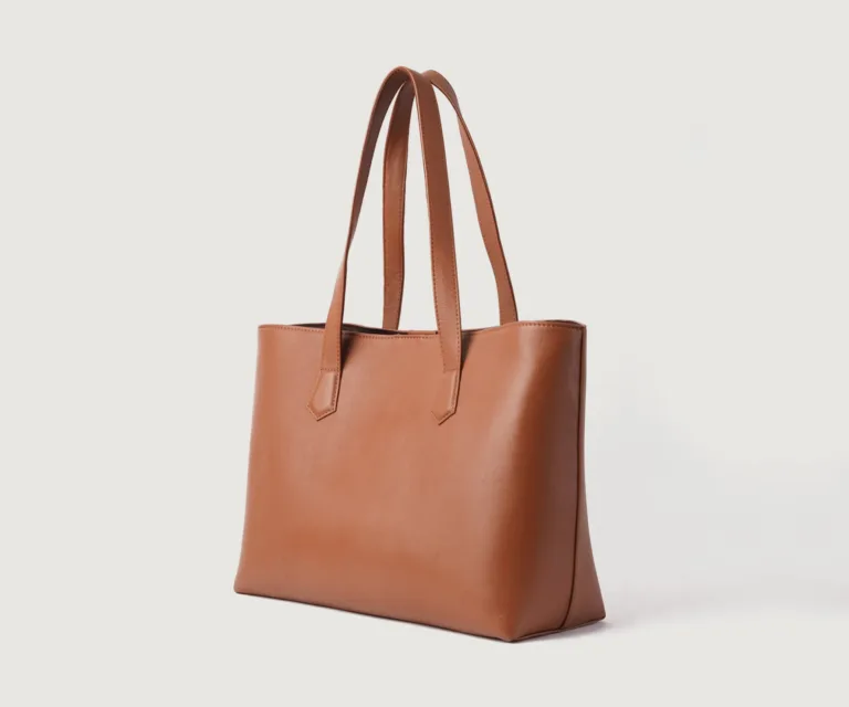The Bianca Brown Leather Tote Bag Luxury Handcrafted Women's Bag — Rear Profile & Shoulder Strap Reinforcement