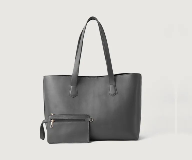 The Bianca Grey Leather Tote Bag Luxury Handcrafted Women's Bag — Front Exterior Hero Presentation