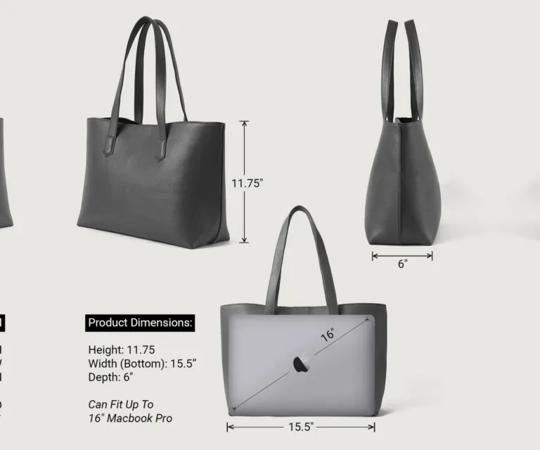 The Bianca Grey Leather Tote Bag Luxury Handcrafted Women's Bag — Spacious Interior & Organization Layout