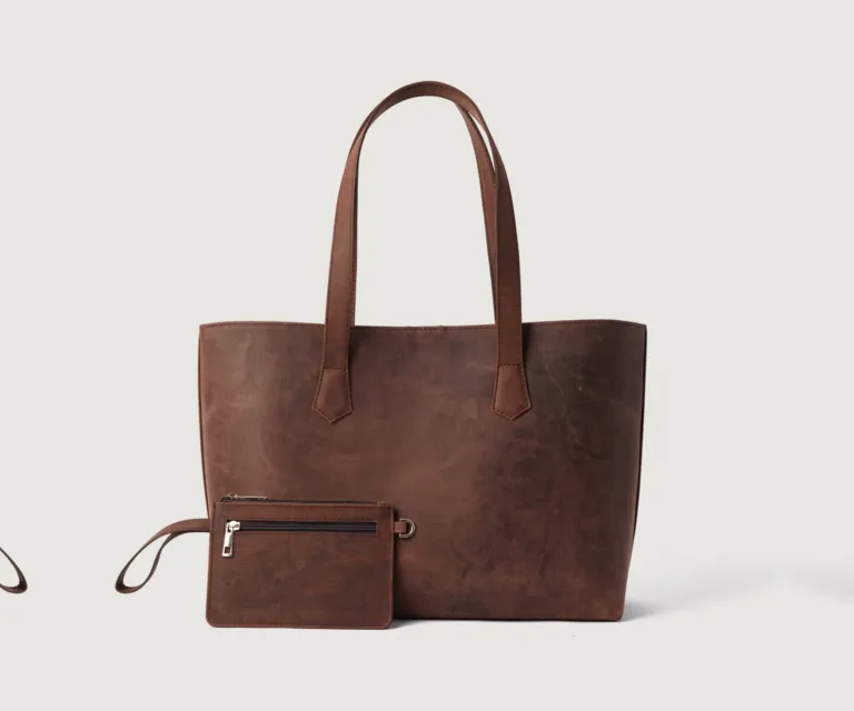 The Bianca Vintage Distressed Brown Leather Tote Bag Luxury Handcrafted Women's Bag — Front Exterior Hero Presentation