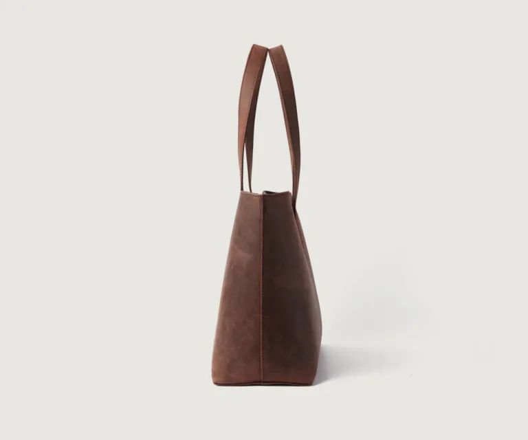The Bianca Vintage Distressed Brown Leather Tote Bag Luxury Handcrafted Women's Bag — Scale & Carrying Perspective Presentation