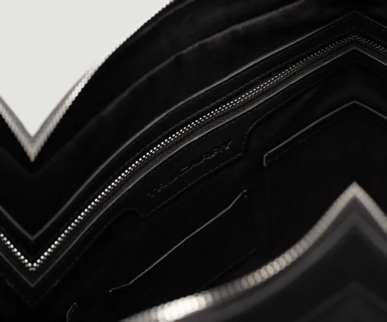 The Captain Black Leather Briefcase Luxury Handcrafted Leather Bag — Rear Profile & Trolley Strap Reinforcement