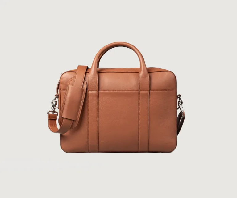 The Captain Brown Leather Briefcase Luxury Handcrafted Leather Bag — Front Exterior Hero Presentation