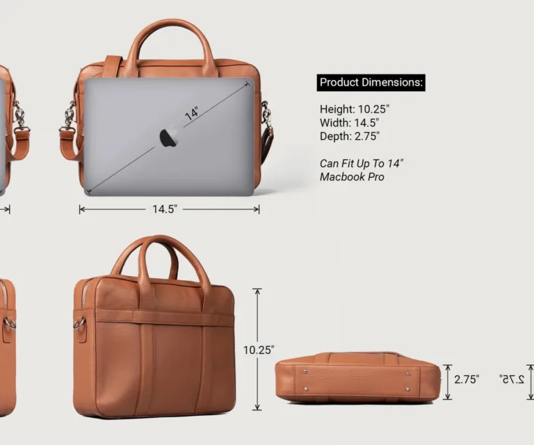 The Captain Brown Leather Briefcase Luxury Handcrafted Leather Bag — Spacious Interior & Organization Layout