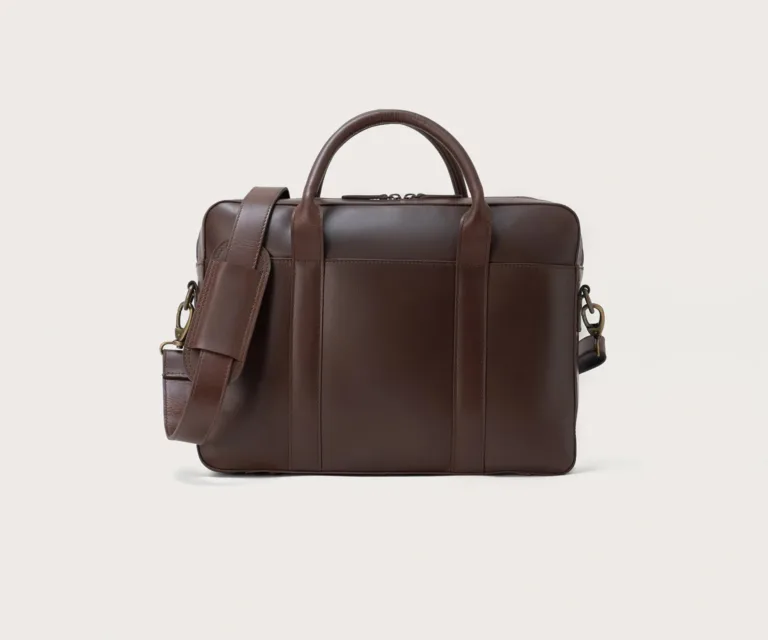 The Captain Vintage Brown Leather Briefcase Luxury Handcrafted Leather Bag — Front Exterior Hero Presentation