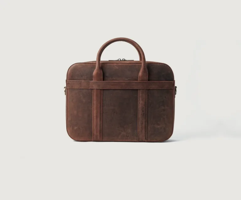 The Captain Vintage Distressed Brown Leather Briefcase Luxury Handcrafted Leather Bag — Artisan Hardware & Zipper Craftsmanship