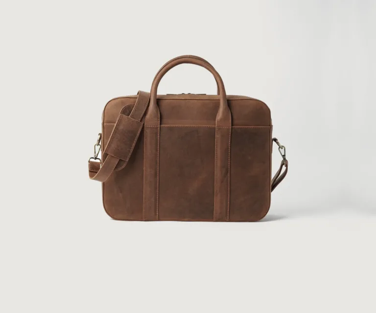 The Captain Vintage Tan Brown Leather Briefcase Luxury Handcrafted Leather Bag — Front Exterior Hero Presentation