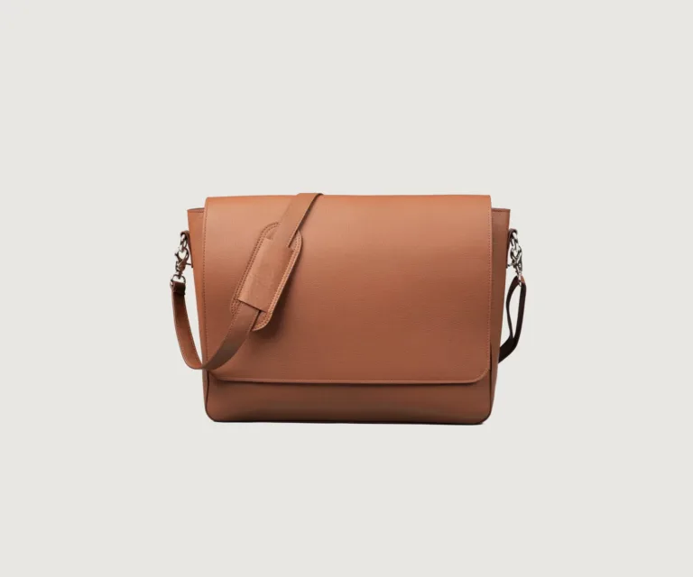 The Carismatico Brown Leather Messenger Bag — Front Hero View