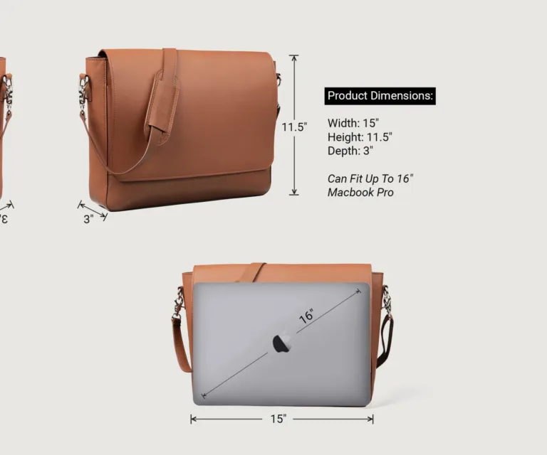 The Carismatico Brown Leather Messenger Bag — Front Detail Macro