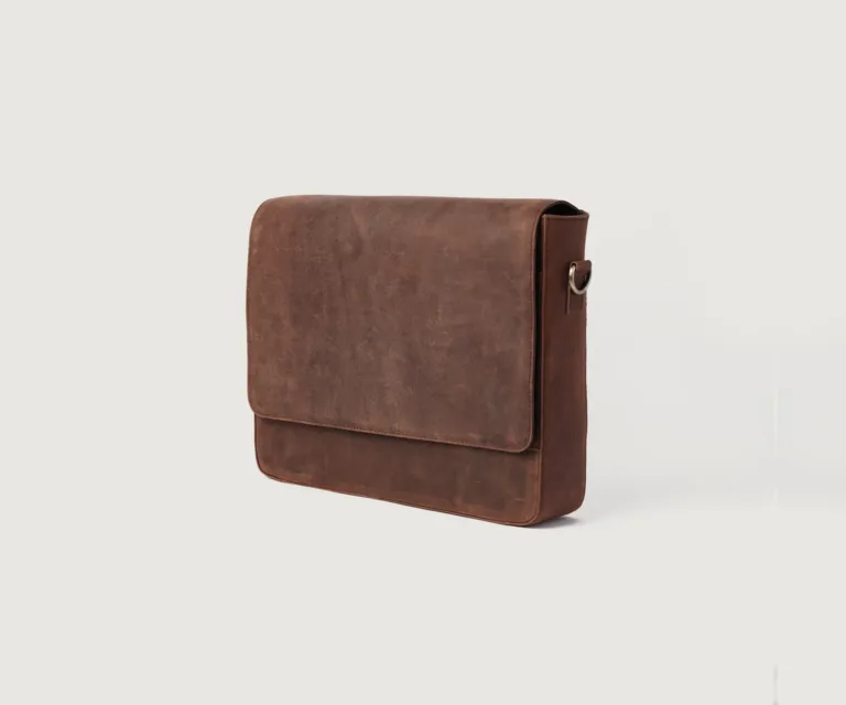 The Carismatico Vintage Distressed Brown Leather Messenger Bag Luxury Handcrafted Leather Bag — Artisan Hardware & Zipper Craftsmanship