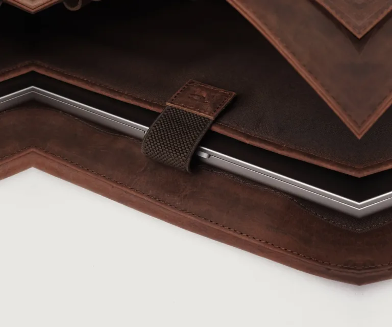 The Carismatico Vintage Distressed Brown Leather Messenger Bag Luxury Handcrafted Leather Bag — Scale & Carrying Perspective Presentation