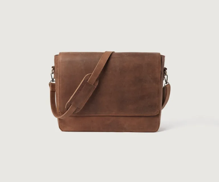 The Carismatico Vintage Tan Brown Leather Messenger Bag Luxury Handcrafted Leather Bag — Front Exterior Hero Presentation