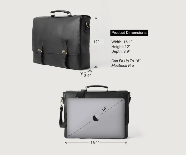 The Cristoph Black Leather Messenger Bag Luxury Handcrafted Leather Bag — Spacious Interior & Organization Layout