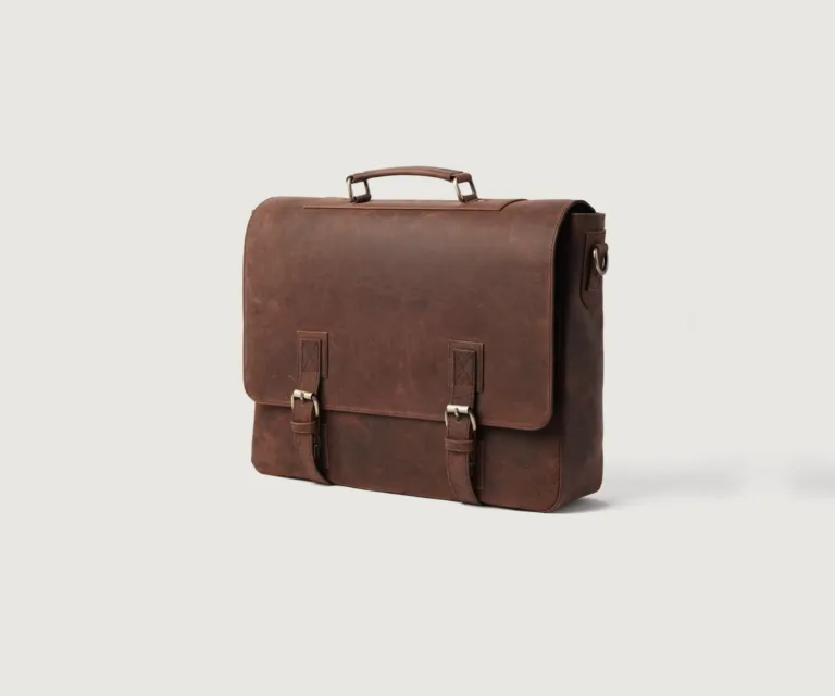 The Cristoph Vintage Distressed Brown Leather Messenger Bag Luxury Handcrafted Leather Bag — Artisan Hardware & Zipper Craftsmanship