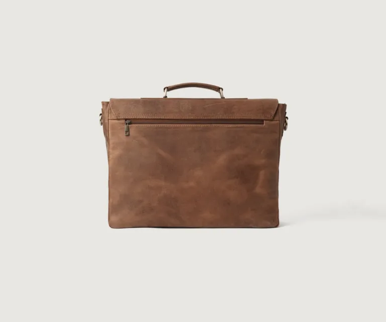 The Cristoph Vintage Tan Leather Messenger Bag Luxury Handcrafted Leather Bag — Artisan Hardware & Zipper Craftsmanship