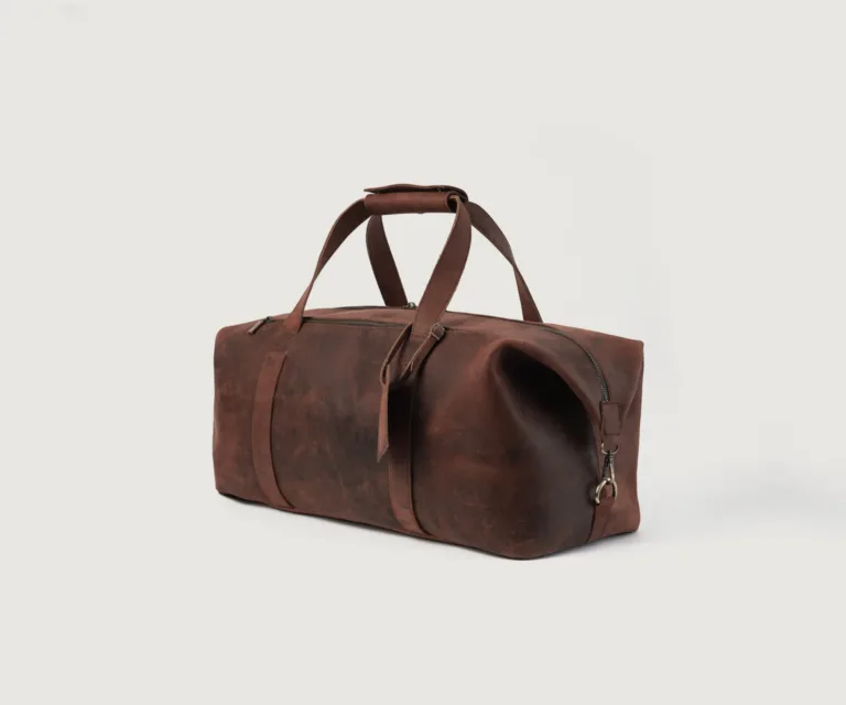 The Dale Duffle Vintage Distressed Brown Leather Duffle Bag Luxury Handcrafted Leather Bag — Artisan Hardware & Zipper Craftsmanship