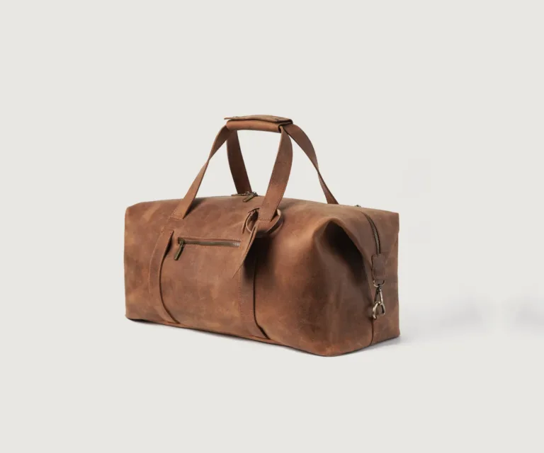 The Dale Vintage Tan Brown Leather Duffle Bag Luxury Handcrafted Leather Bag — Spacious Interior & Organization Layout