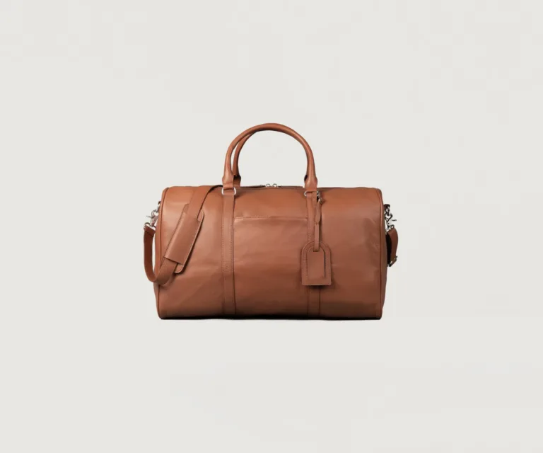 The Darrio Brown Leather Duffle Bag Luxury Handcrafted Leather Bag — Front Exterior Hero Presentation