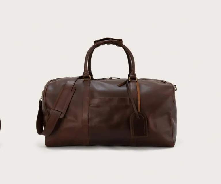 The Darrio Vintage Brown Leather Duffle Bag Luxury Handcrafted Leather Bag — Front Exterior Hero Presentation