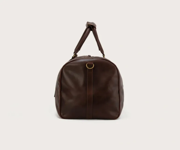 The Darrio Vintage Brown Leather Duffle Bag Luxury Handcrafted Leather Bag — Scale & Carrying Perspective Presentation