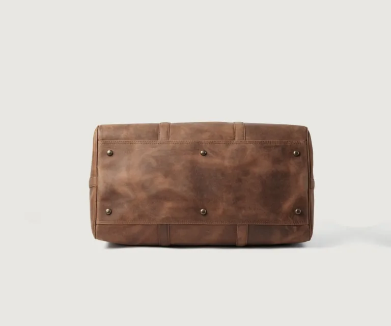 The Darrio Vintage Tan Brown Leather Duffle Bag Luxury Handcrafted Leather Bag — Artisan Hardware & Zipper Craftsmanship