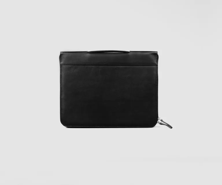 The Eclectic Black Leather Folio Organizer Luxury Handcrafted Leather Bag — Front Exterior Hero Presentation