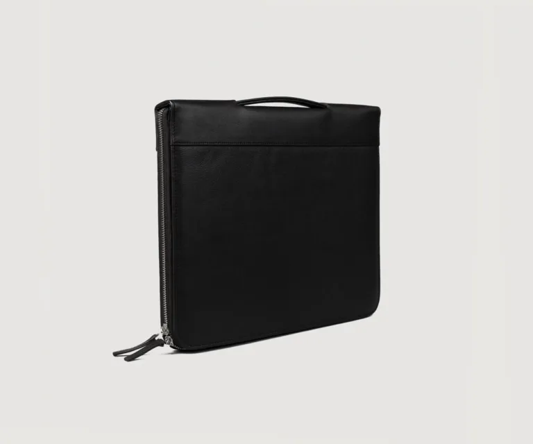 The Eclectic Black Leather Folio Organizer Luxury Handcrafted Leather Bag — Artisan Hardware & Zipper Craftsmanship