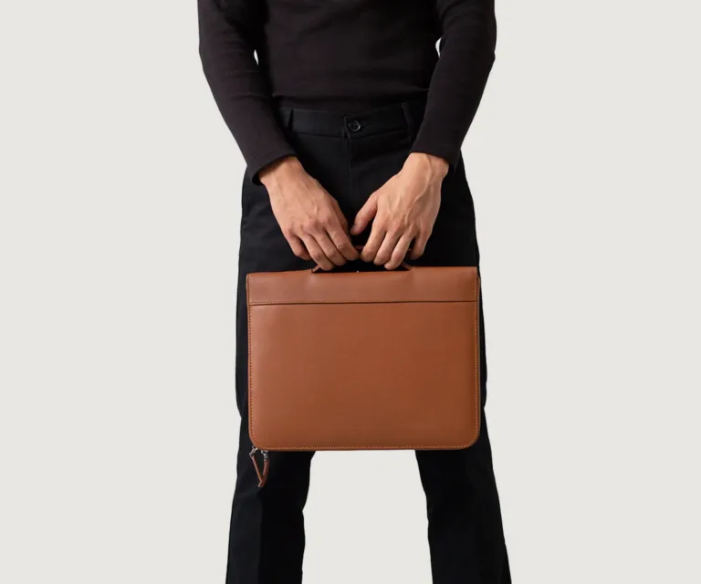 The Eclectic Brown Leather Folio Organizer — Editorial Presentation View