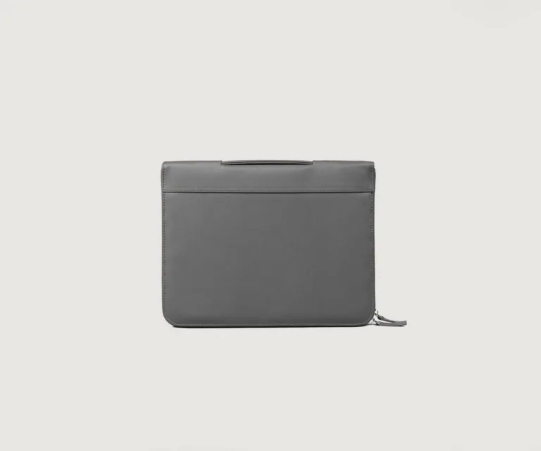The Eclectic Grey Leather Folio Organizer Luxury Handcrafted Leather Bag — Front Exterior Hero Presentation