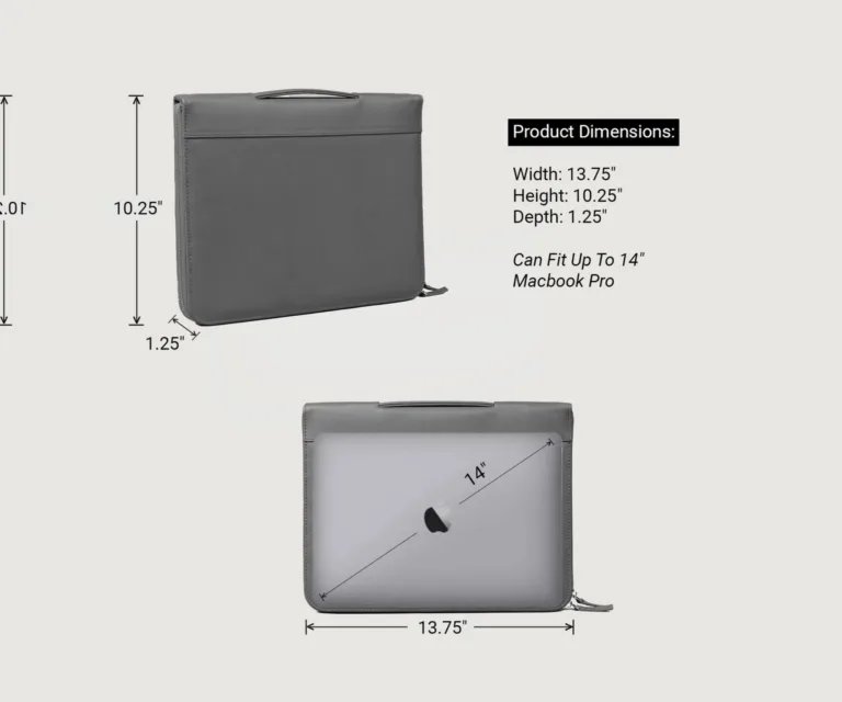 The Eclectic Grey Leather Folio Organizer Luxury Handcrafted Leather Bag — Spacious Interior & Organization Layout