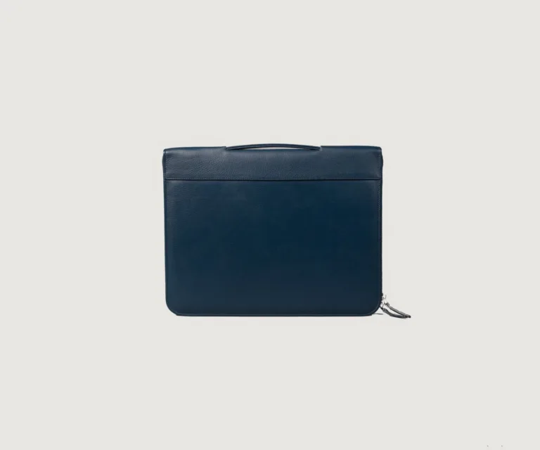 The Eclectic Midnight Blue Leather Folio Organizer Luxury Handcrafted Leather Bag — Front Exterior Hero Presentation