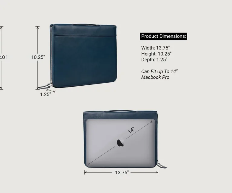 The Eclectic Midnight Blue Leather Folio Organizer Luxury Handcrafted Leather Bag — Spacious Interior & Organization Layout